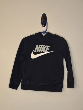 Nike Kids Black Hoodie with White Swoosh Logo